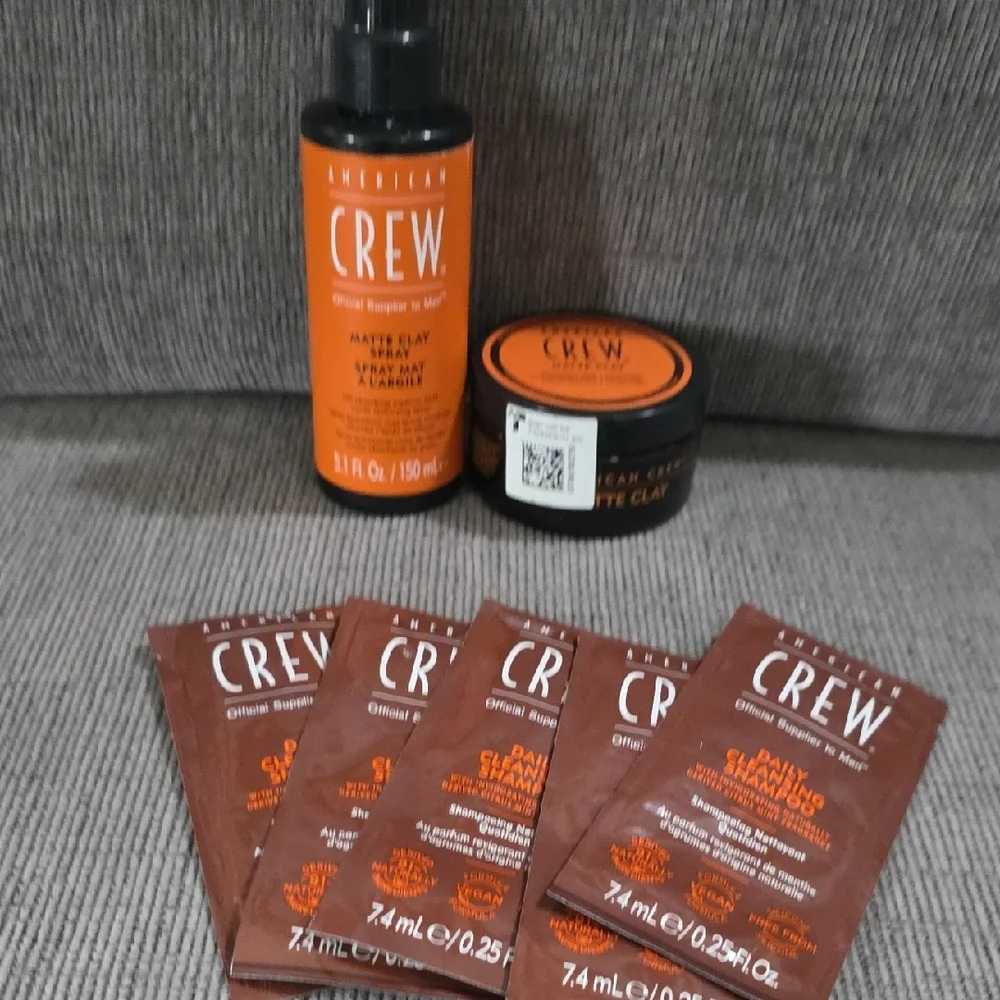 American Crew‎ Matte Clay Spray And Matte Clay + Shampoo Samples, New.